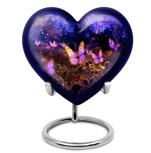 Colorful Butterflies On A Orange Meadow Teardrop Shaped Urns For Ashes