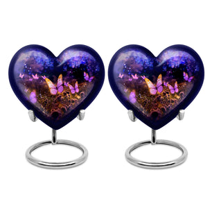 Colorful Butterflies On A Orange Meadow Teardrop Shaped Urns For Ashes