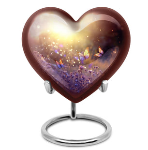 Butterflies Fly In A Sunset Meadow Teardrop Cremation Urn For Ashes