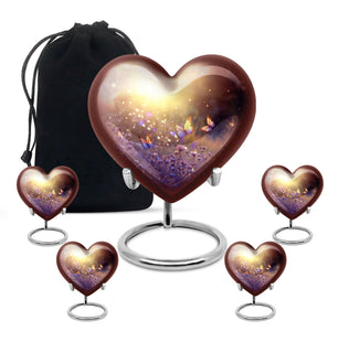 Butterflies Fly In A Sunset Meadow Teardrop Cremation Urn For Ashes