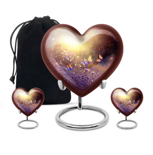 Butterflies Fly In A Sunset Meadow Teardrop Cremation Urn For Ashes