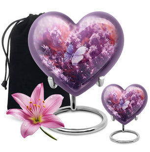 Heart Shape Butterfly Urn Large Urn With 1 Keepsake Urn