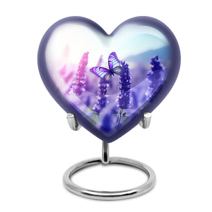 Purple Butterflies On Purple Meadow Teardrop Cremation Urn