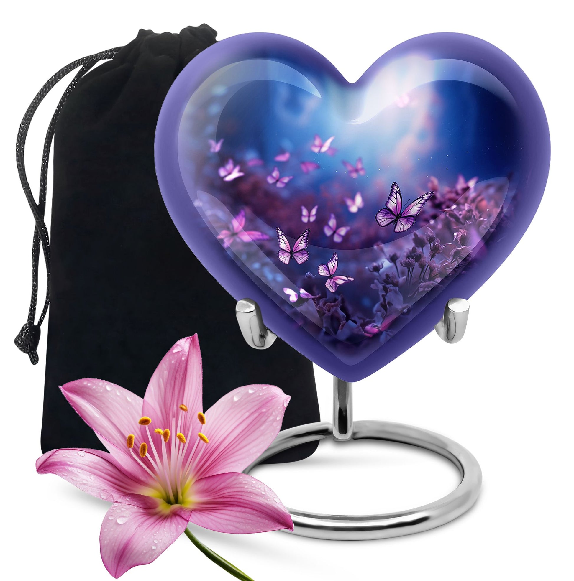 Magical Glowing Butterfly Fantasy Teardrop Cremation Urn For Ashes
