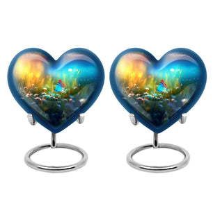 Butterflies Fly Sunset Meadow Teardrop Shaped Urns For Ashes
