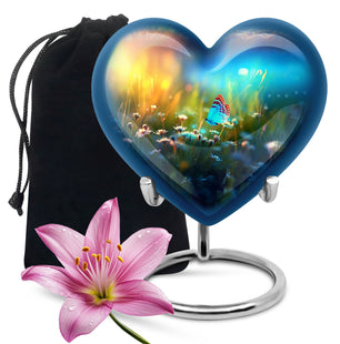 Butterflies Fly Sunset Meadow Teardrop Shaped Urns For Ashes