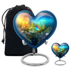 Butterflies Fly Sunset Meadow Teardrop Shaped Urns For Ashes