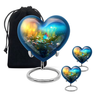 Butterflies Fly Sunset Meadow Teardrop Shaped Urns For Ashes