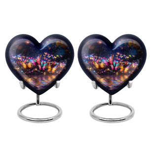 Butterflies On A Magical Forest Teardrop Cremation Urn For Ashes