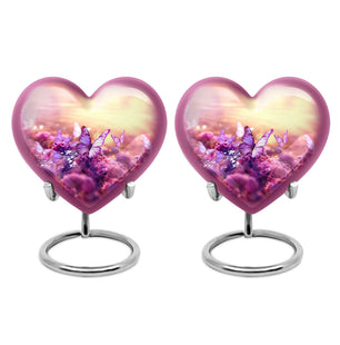 Heart Shape Butterfly Urn Keepsake Urn Pack of 2