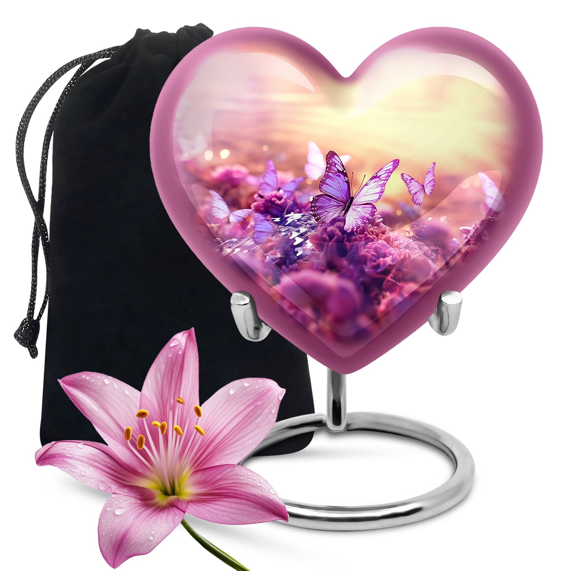 Heart Shape Butterfly Urn Large 10 Inch
