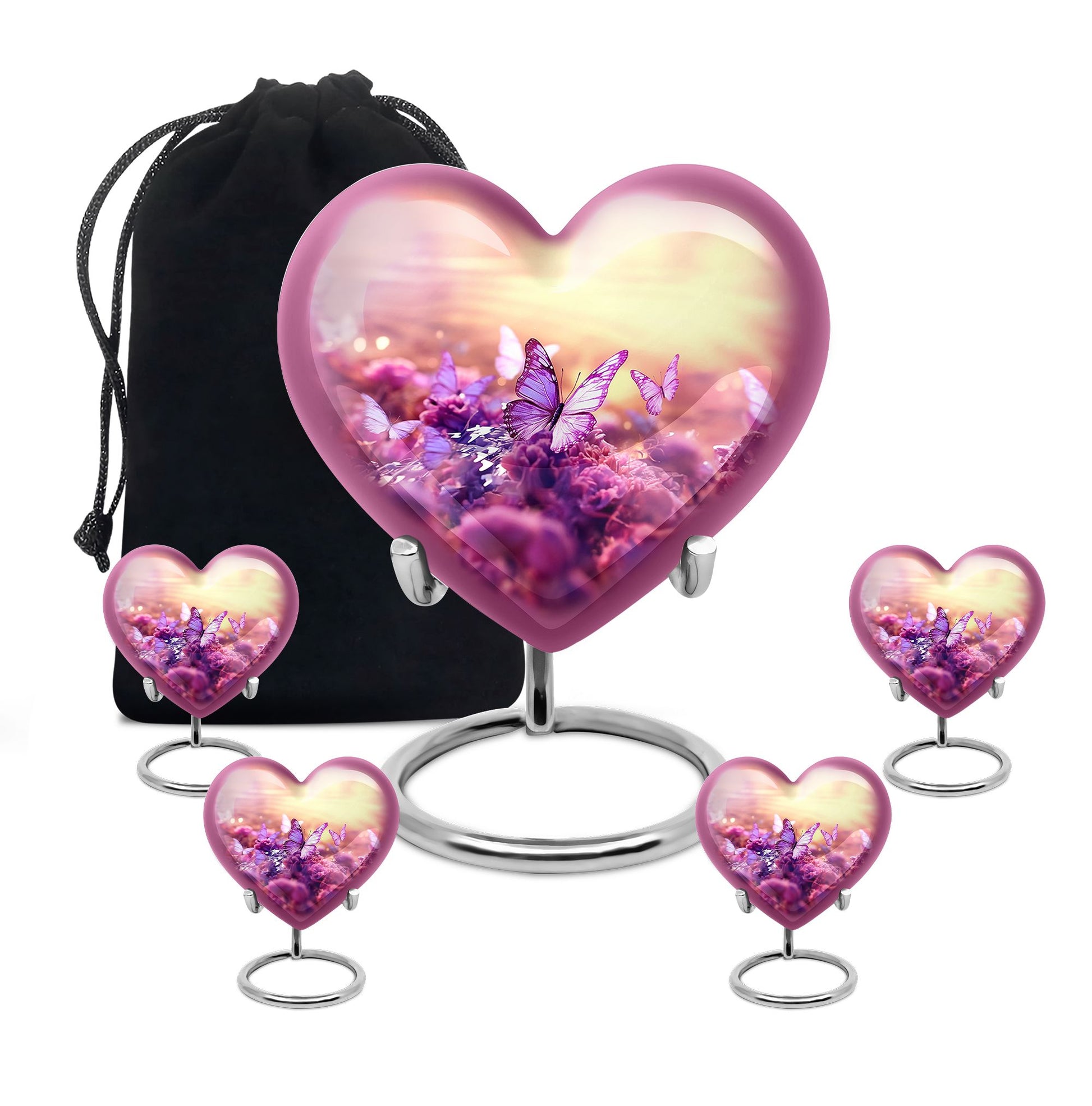 Heart Shape Butterfly Urn Large Urn With 4 Keepsake Urn
