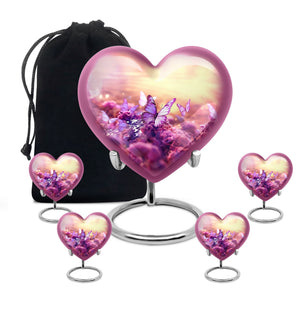 Heart Shape Butterfly Urn Large Urn With 4 Keepsake Urn