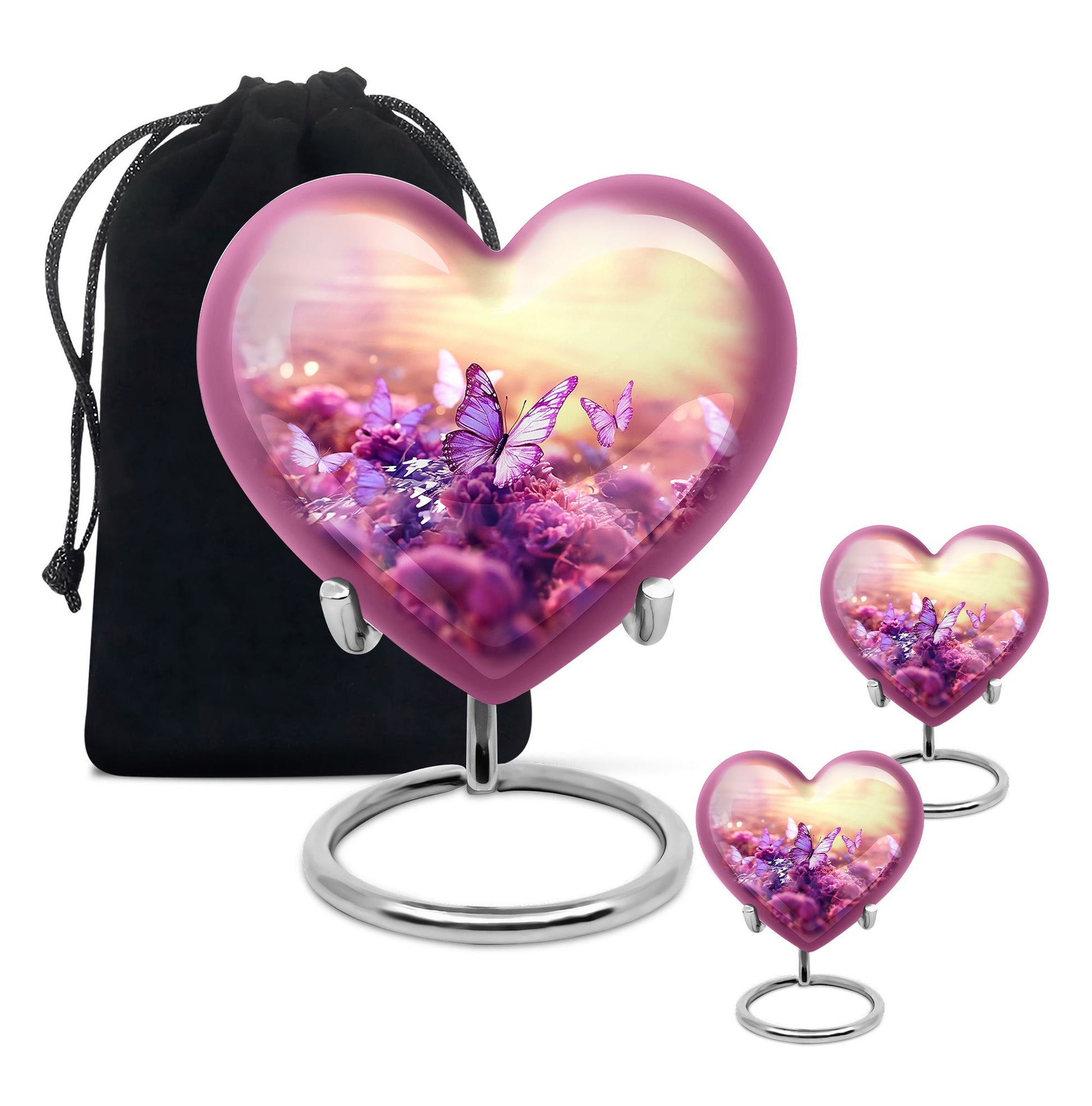 Heart Shape Butterfly Urn Large Urn With 2 Keepsake Urn