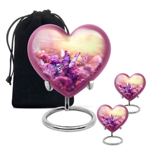 Heart Shape Butterfly Urn Large Urn With 2 Keepsake Urn
