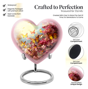 Heart Shape Butterfly Urn Keepsake 3 Inch