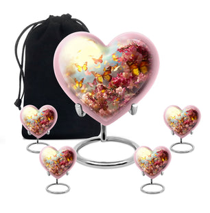 Heart Shape Butterfly Urn Large Urn With 4 Keepsake Urn