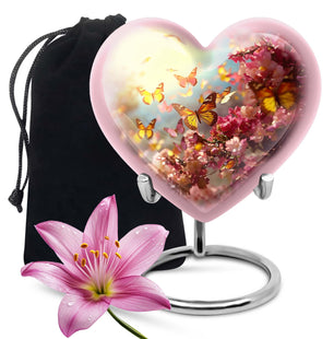 Heart Shape Butterfly Urn Large 10 Inch