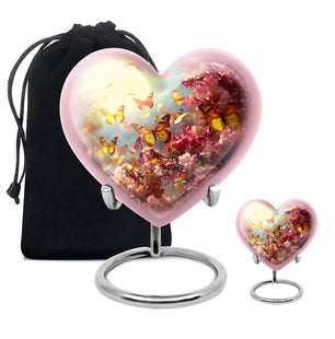 Heart Shape Butterfly Urn Large Urn With 1 Keepsake Urn