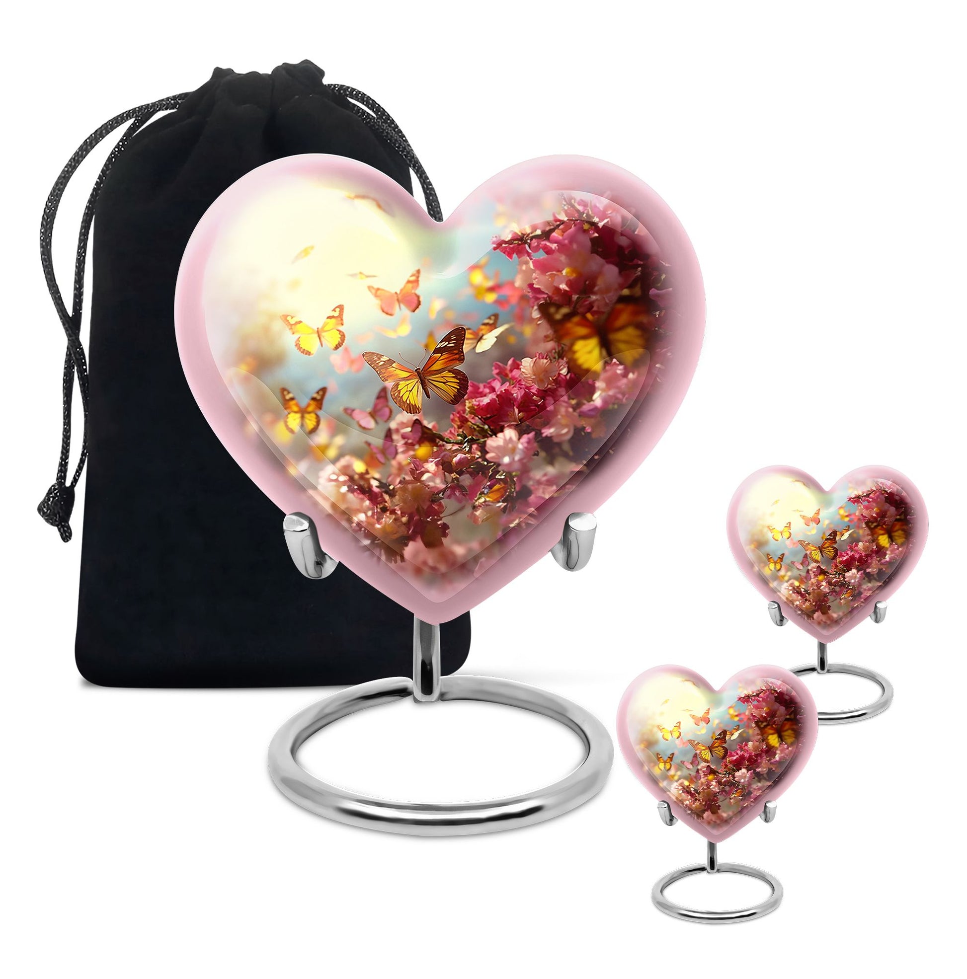 Heart Shape Butterfly Urn Large Urn With 2 Keepsake Urn