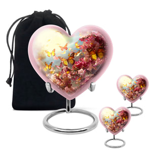 Heart Shape Butterfly Urn Large Urn With 2 Keepsake Urn