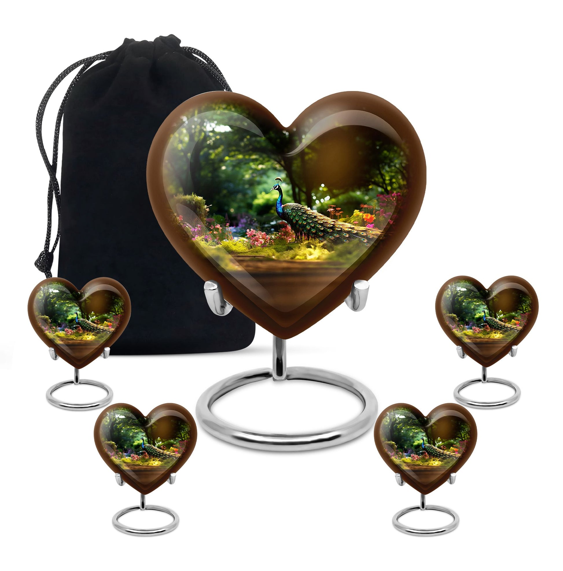 Colorfull Peacock Garden - Peacock Urn Teardrop Shaped Urns For Ashes