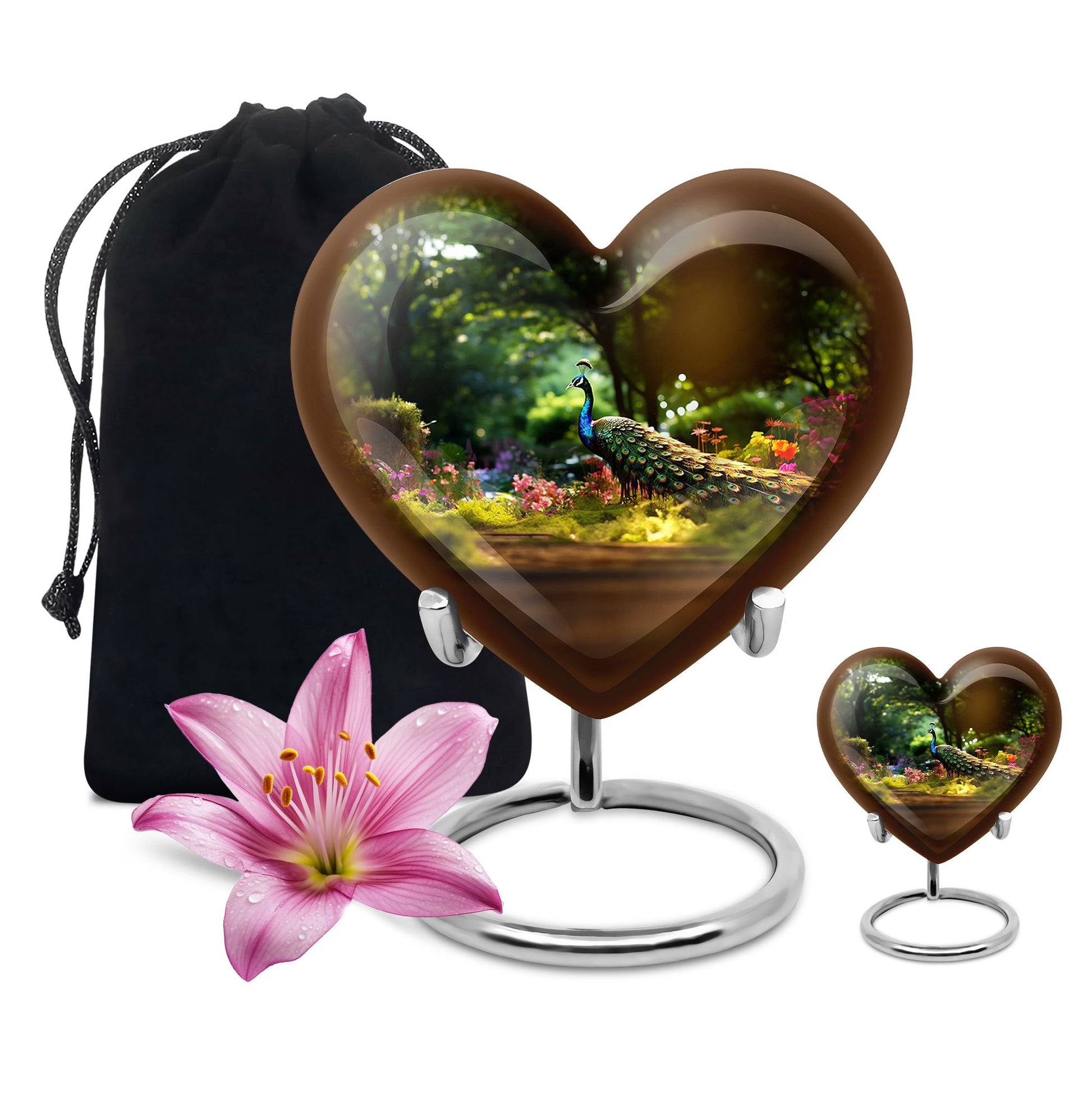 Colorfull Peacock Garden - Peacock Urn Teardrop Shaped Urns For Ashes