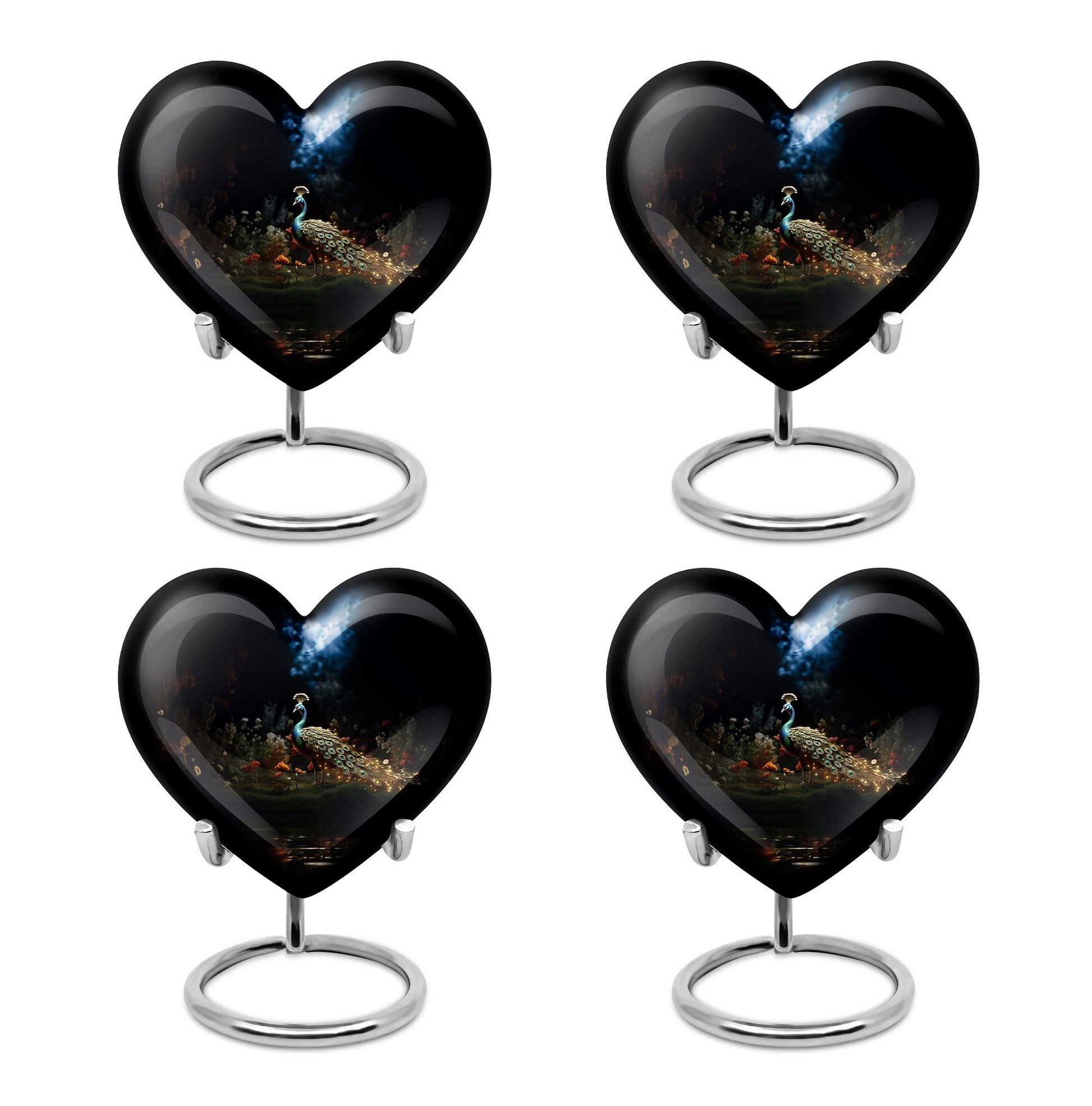 Heart Shape Peacock Urn Keepsake Urn Pack of 4