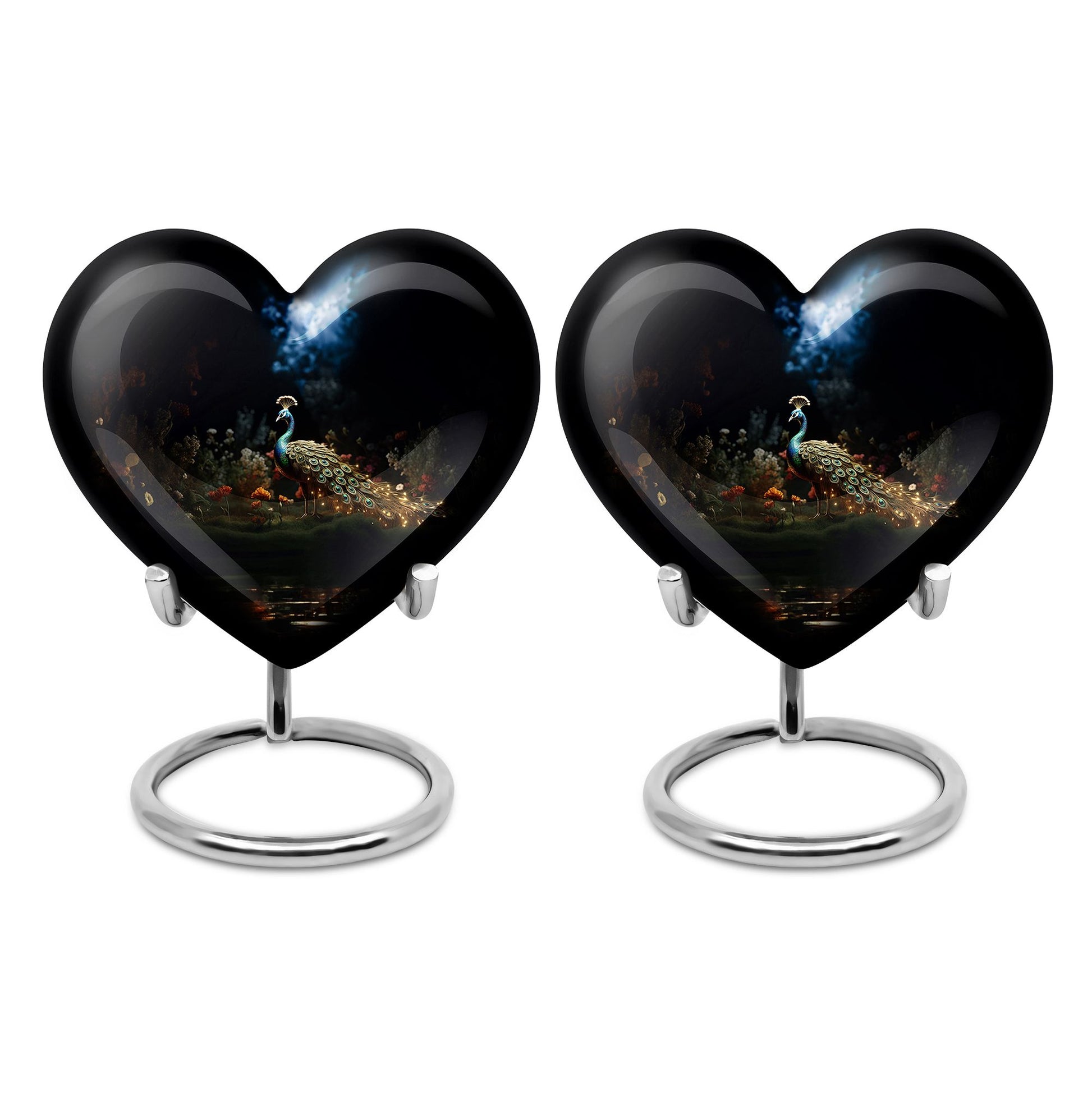 Heart Shape Peacock Urn Keepsake Urn Pack of 2