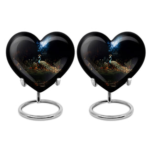Heart Shape Peacock Urn Keepsake Urn Pack of 2