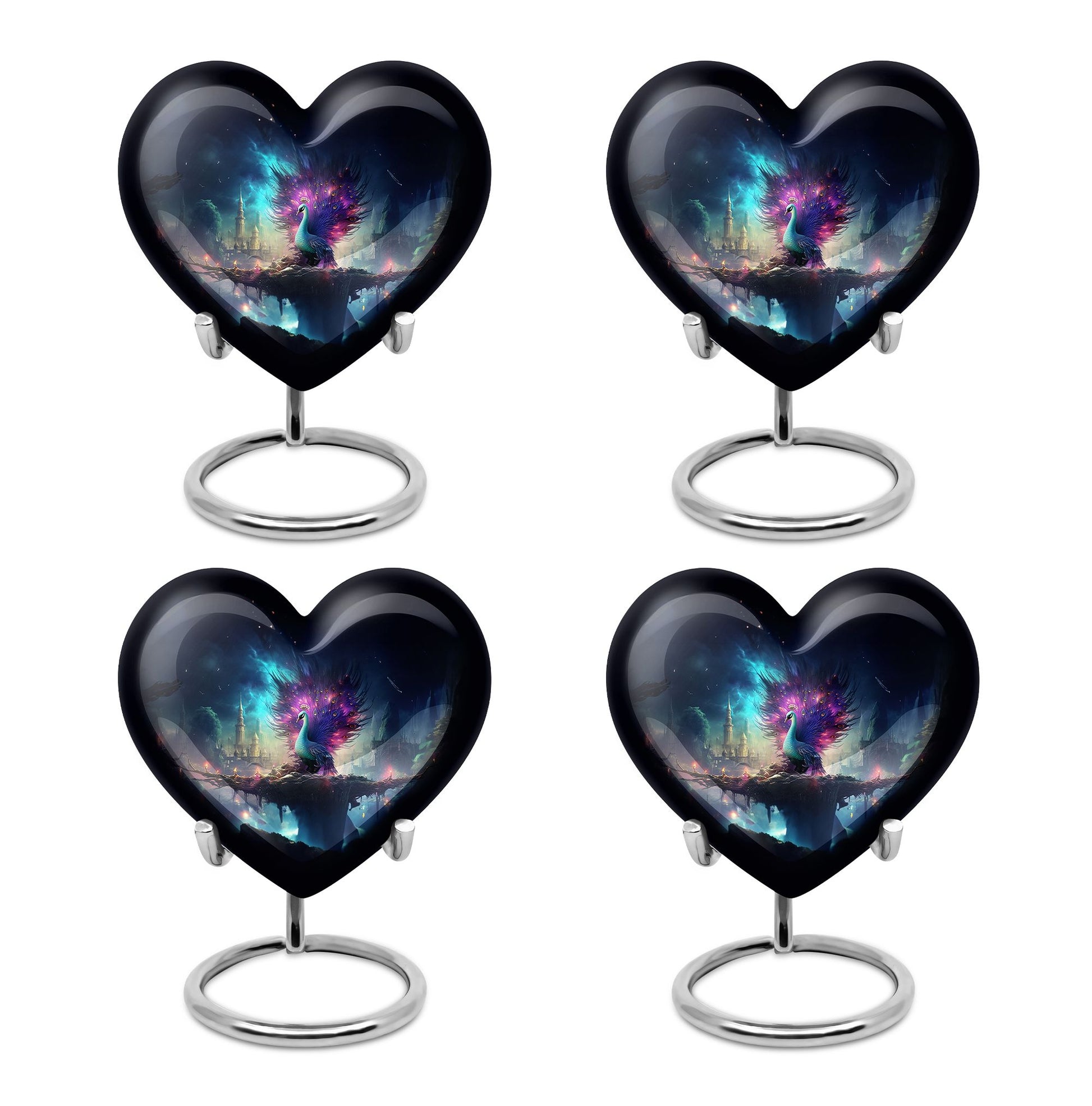 Heart Shape Peacock Urn Keepsake Urn Pack of 4