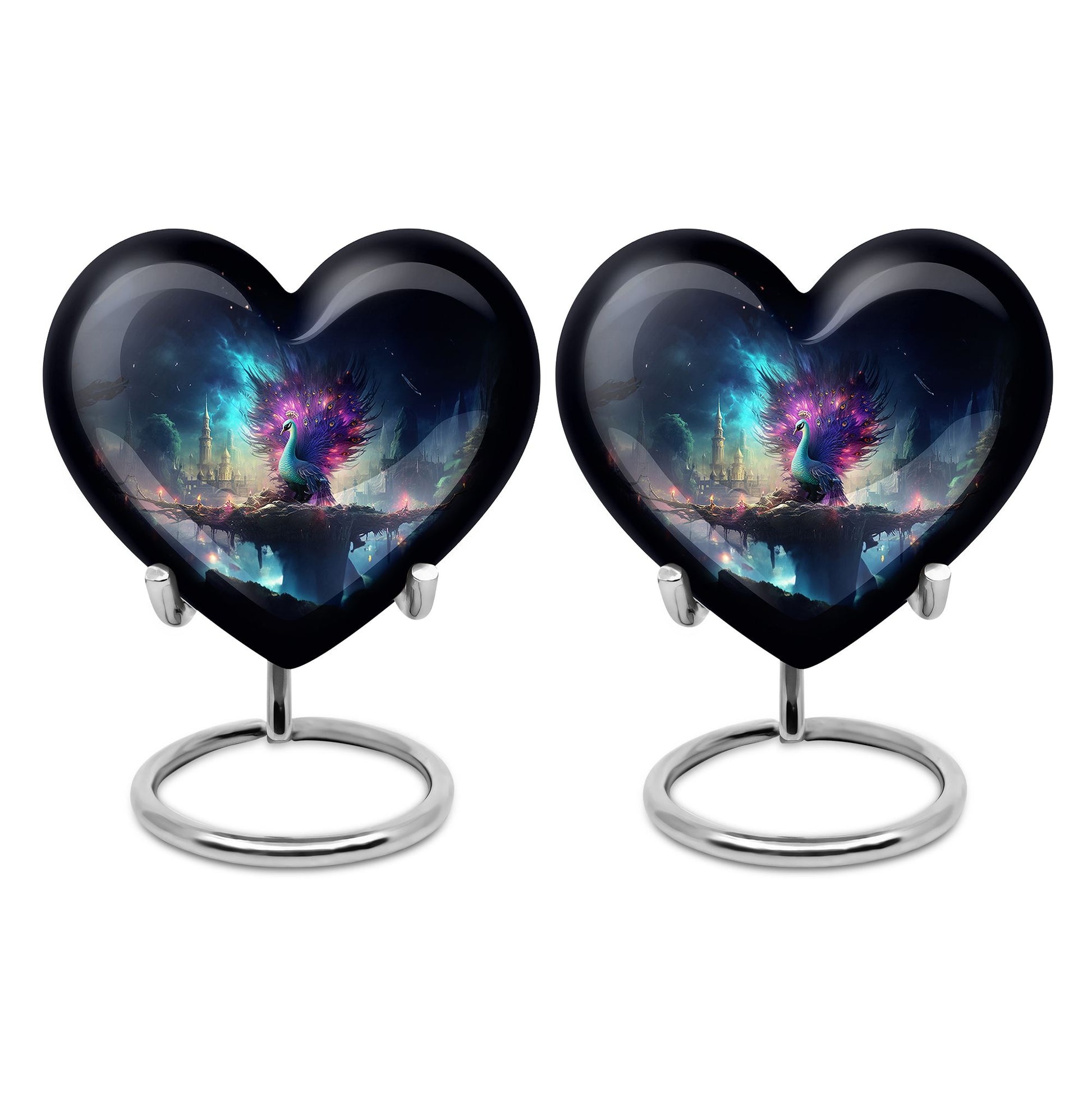 Heart Shape Peacock Urn Keepsake Urn Pack of 2
