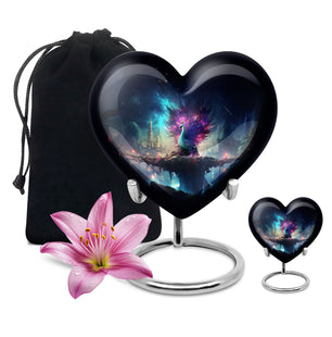 Heart Shape Peacock Urn Large Urn With 1 Keepsake Urn