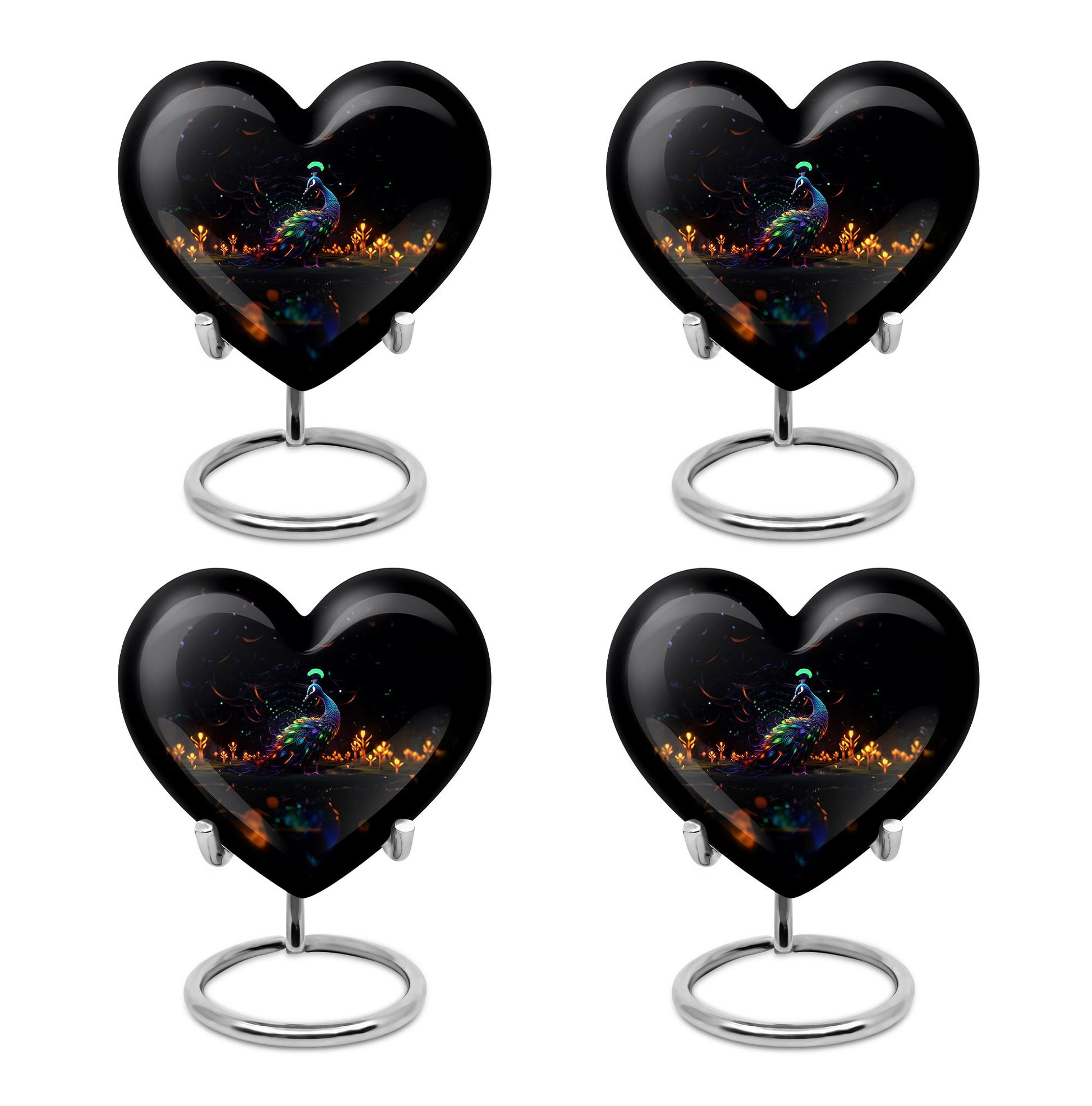 Heart Shape Peacock Urn Keepsake Urn Pack of 4