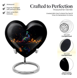 Heart Shape Peacock Urn Keepsake 3 Inch