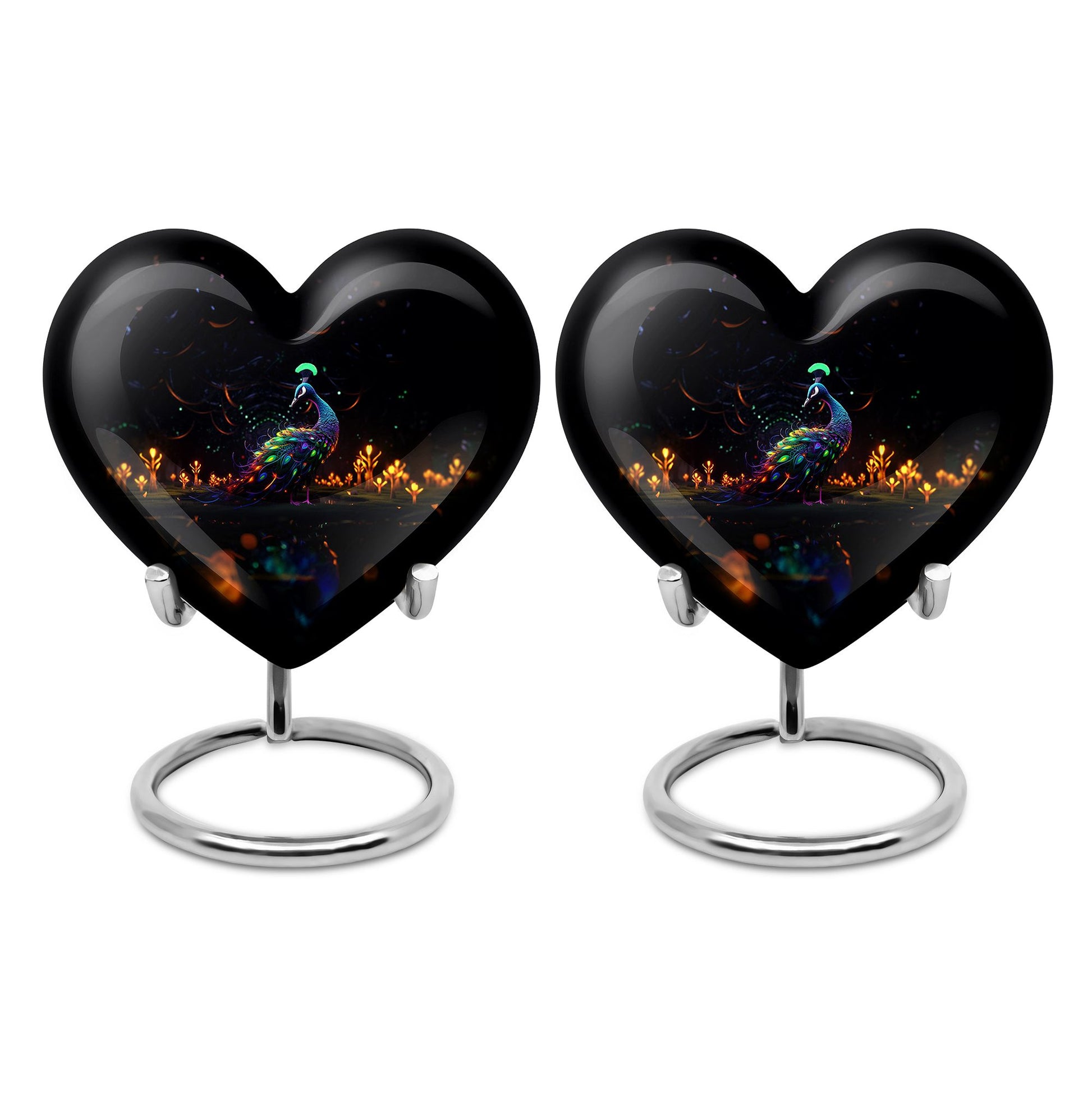 Heart Shape Peacock Urn Keepsake Urn Pack of 2