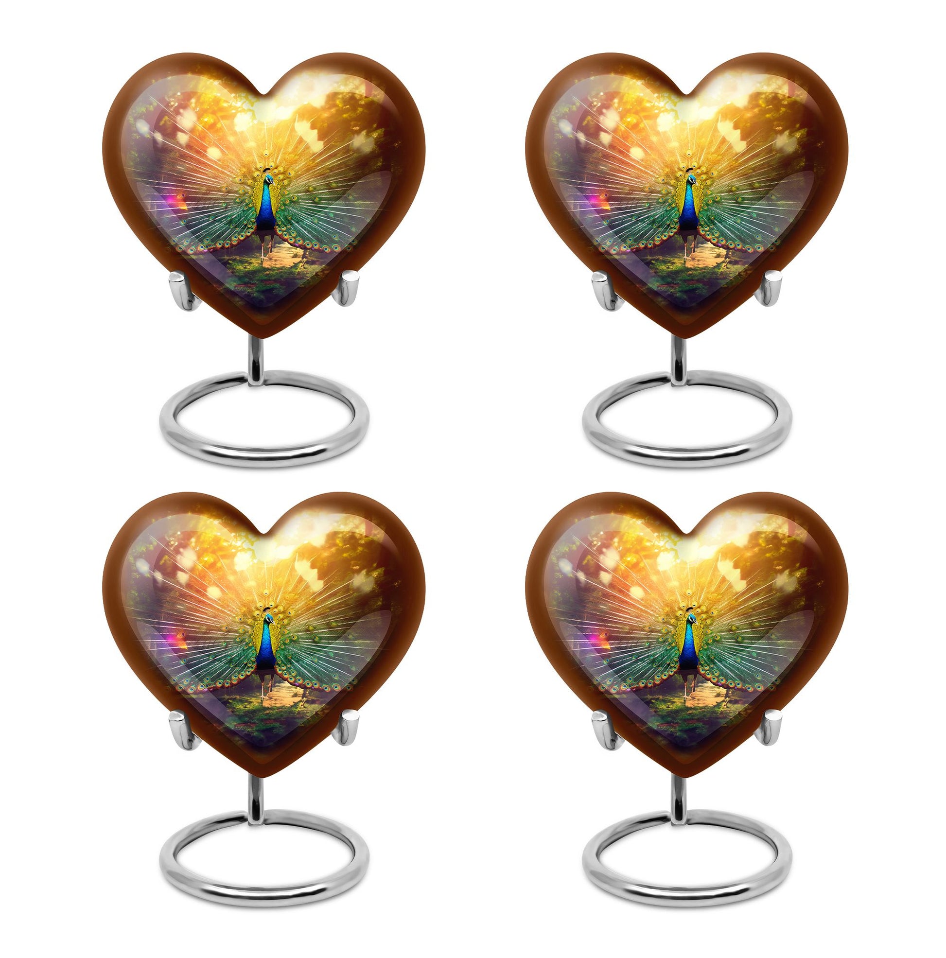 Heart Shape Peacock Urn Keepsake Urn Pack of 4