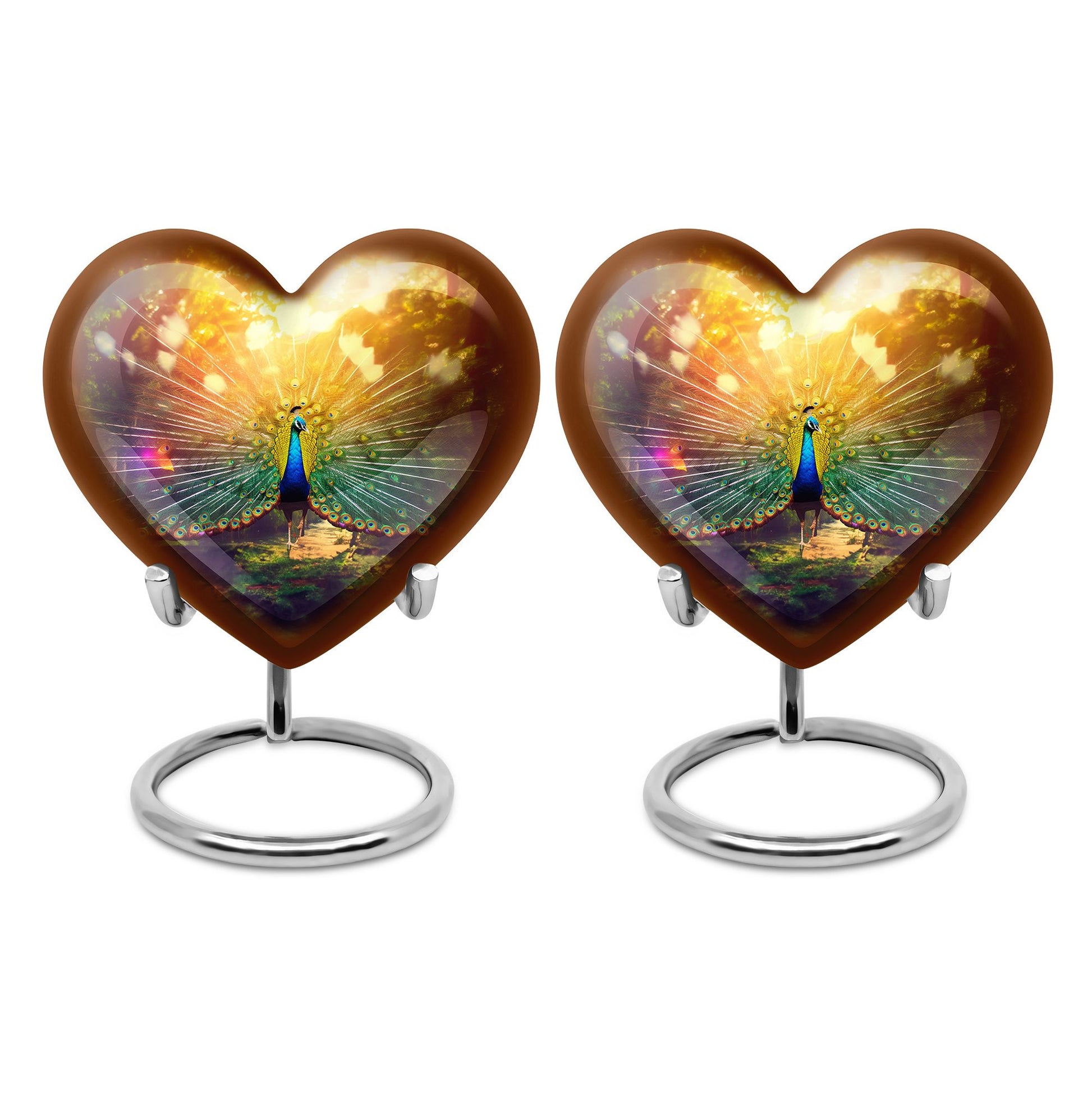 Heart Shape Peacock Urn Keepsake Urn Pack of 2