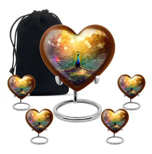 Heart Shape Peacock Urn Large Urn With 4 Keepsake Urn