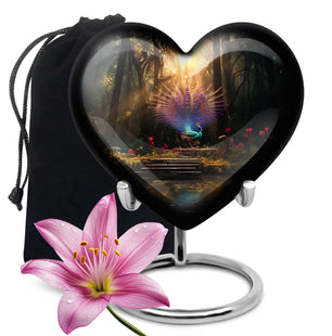 Heart Shape Peacock Urn Large 10 Inch