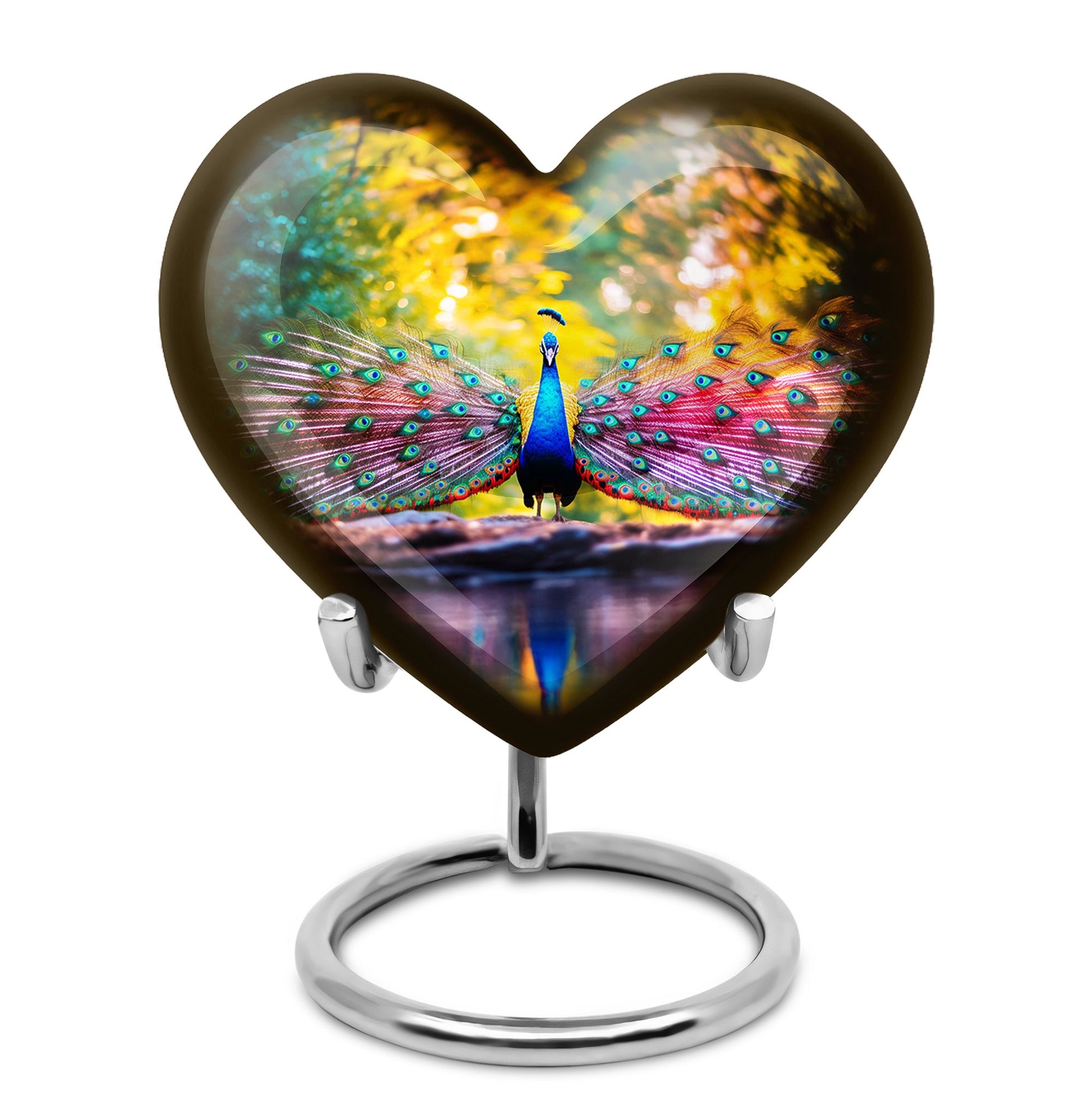 Peacock Feathers In Garden - Peacock Urn Teardrop Shaped Urn For Ashes
