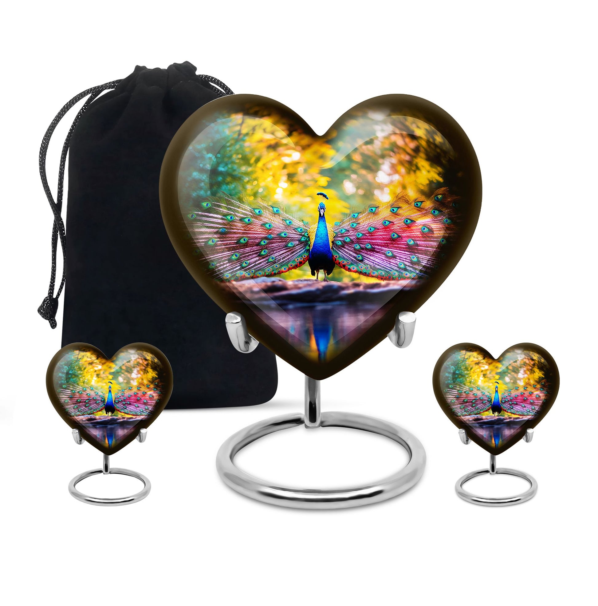 Peacock Feathers In Garden - Peacock Urn Teardrop Shaped Urn For Ashes