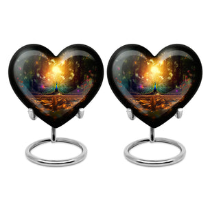 Heart Shape Peacock Urn Keepsake Urn Pack of 2