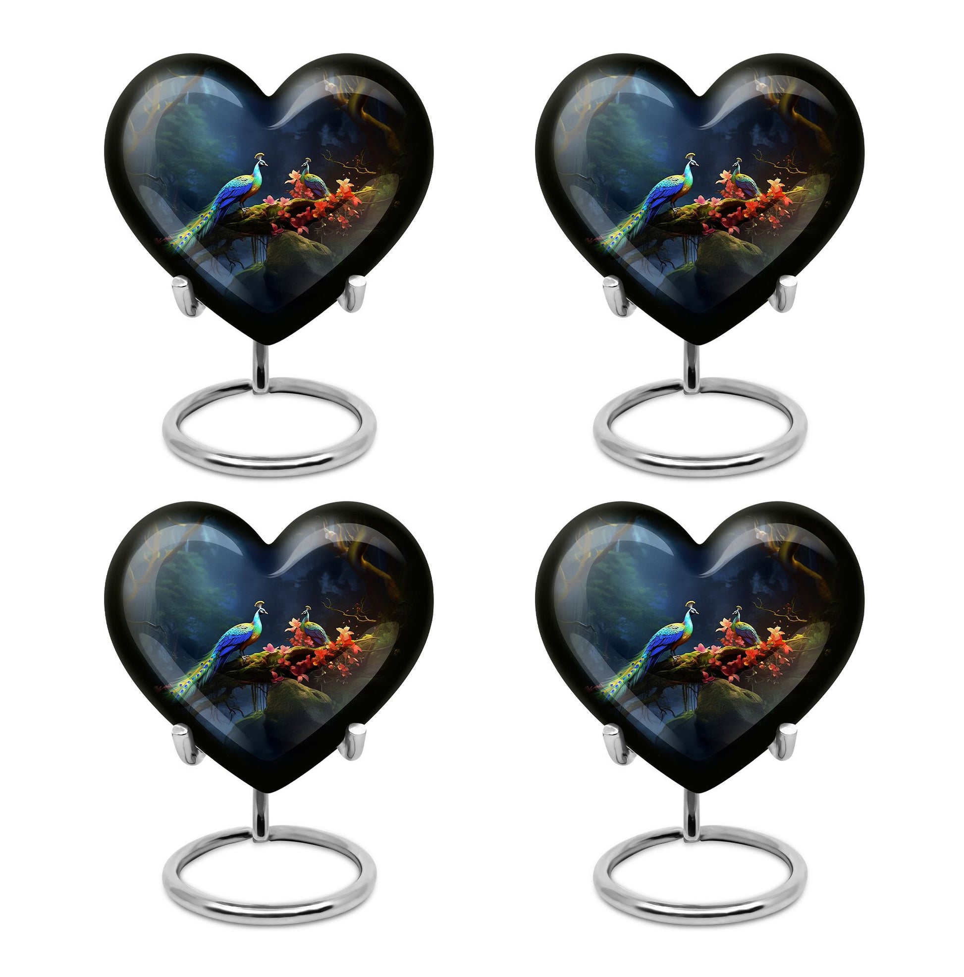 Heart Shape Peacock Urn Keepsake Urn Pack of 4