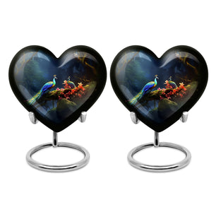 Heart Shape Peacock Urn Keepsake Urn Pack of 2