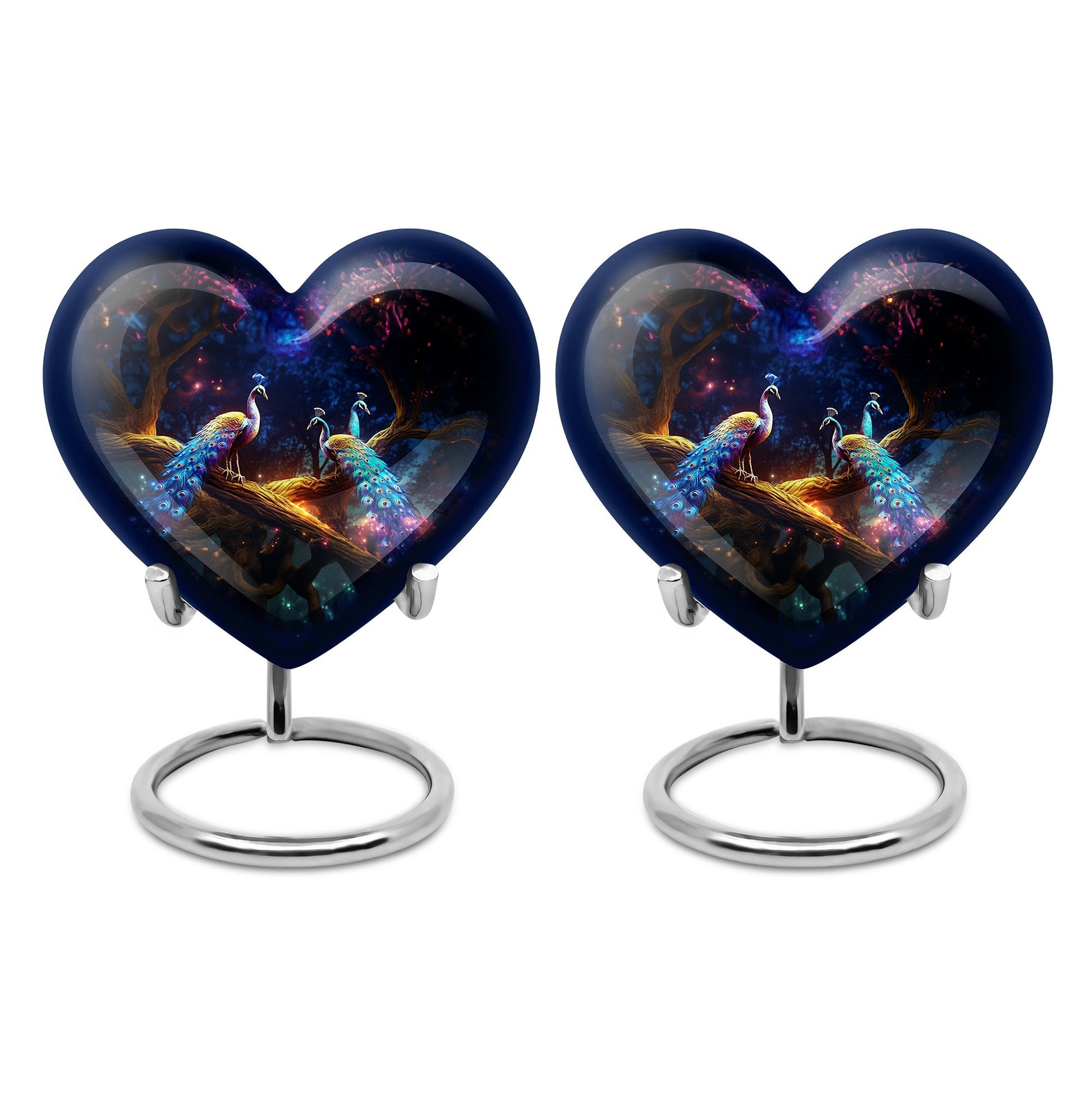 Peacock Due Face Off - Peacock Urn Teardrop Shaped Urns For Ashes