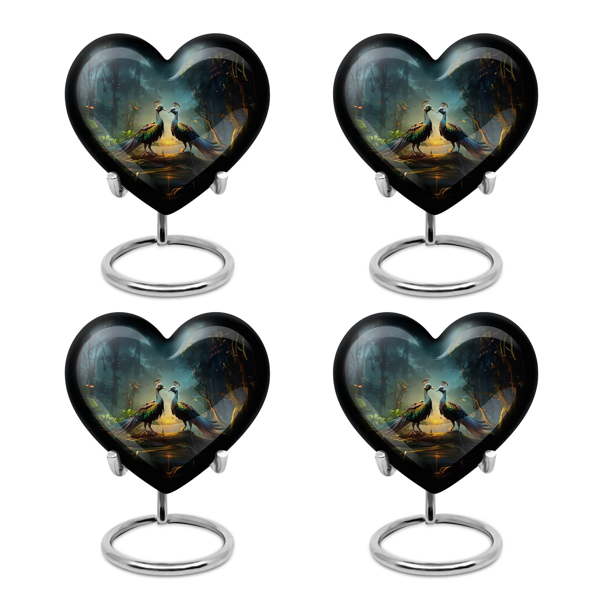 Heart Shape Peacock Urn Keepsake Urn Pack of 4