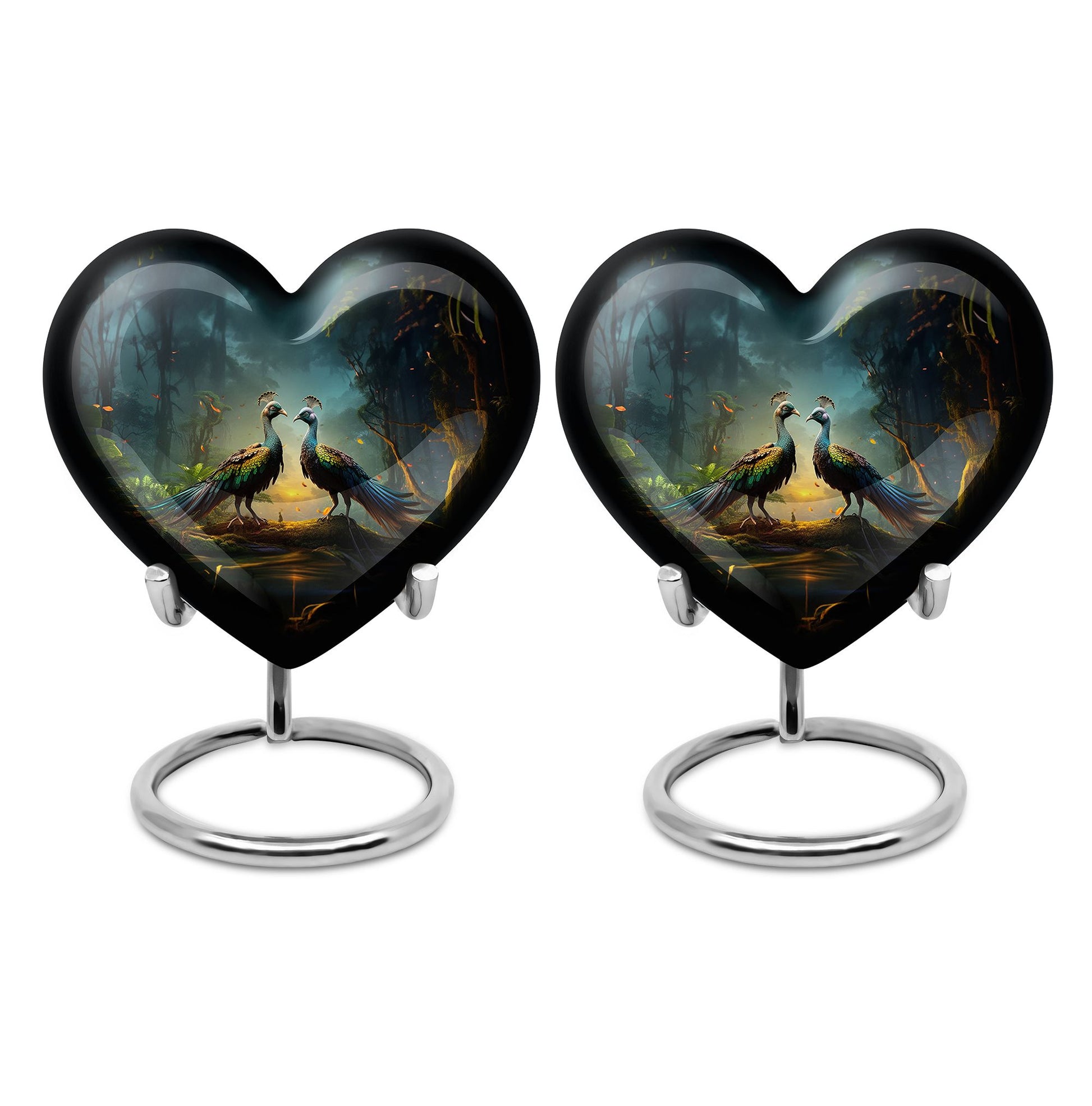 Heart Shape Peacock Urn Keepsake Urn Pack of 2