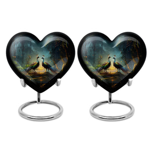 Heart Shape Peacock Urn Keepsake Urn Pack of 2
