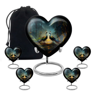 Heart Shape Peacock Urn Large Urn With 4 Keepsake Urn